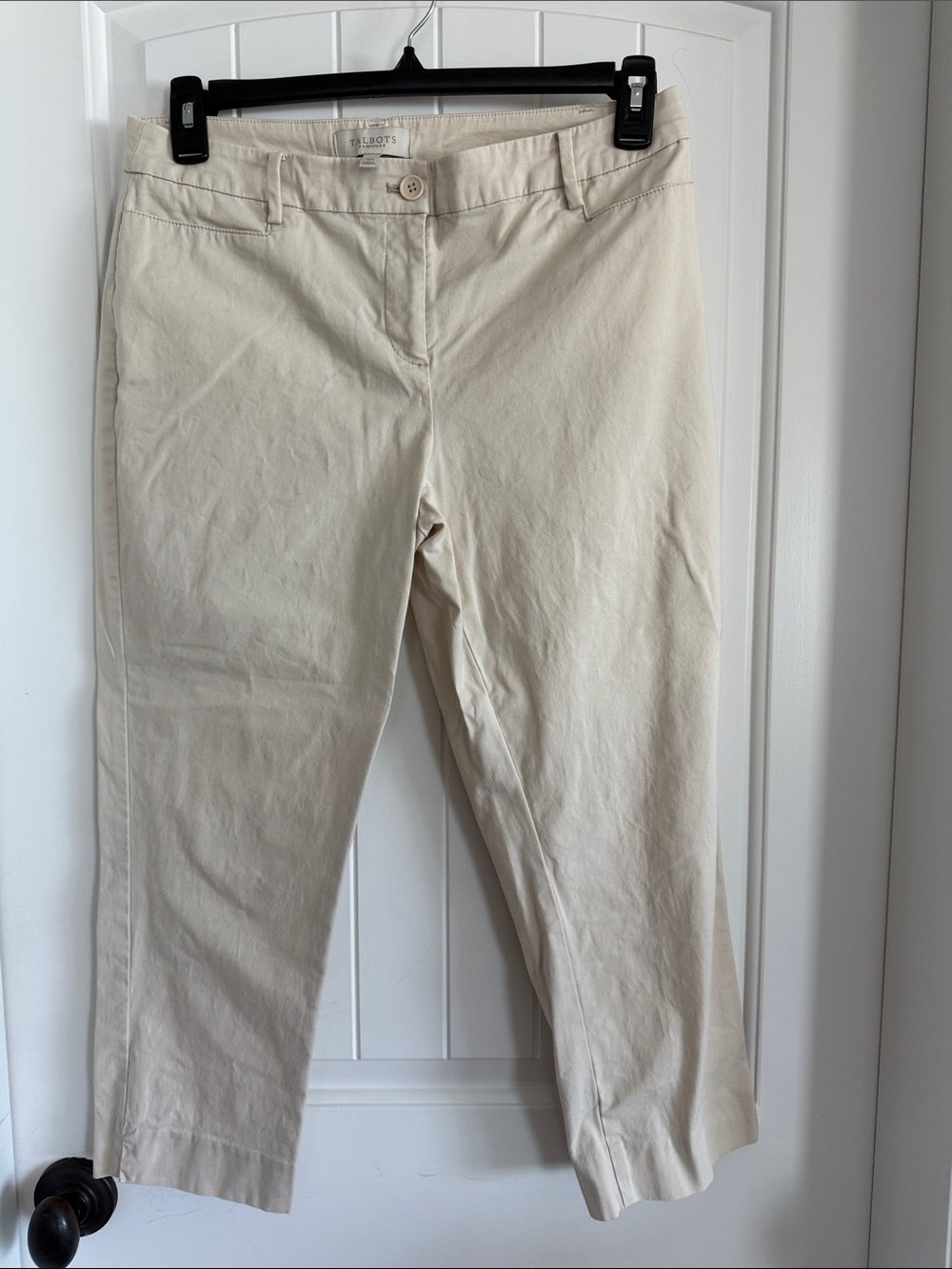 Talbots Off-White Cropped Straight-Leg Pants